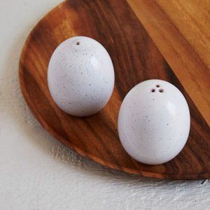 NEW West Elm White Egg Shaped Salt & Pepper Shakers